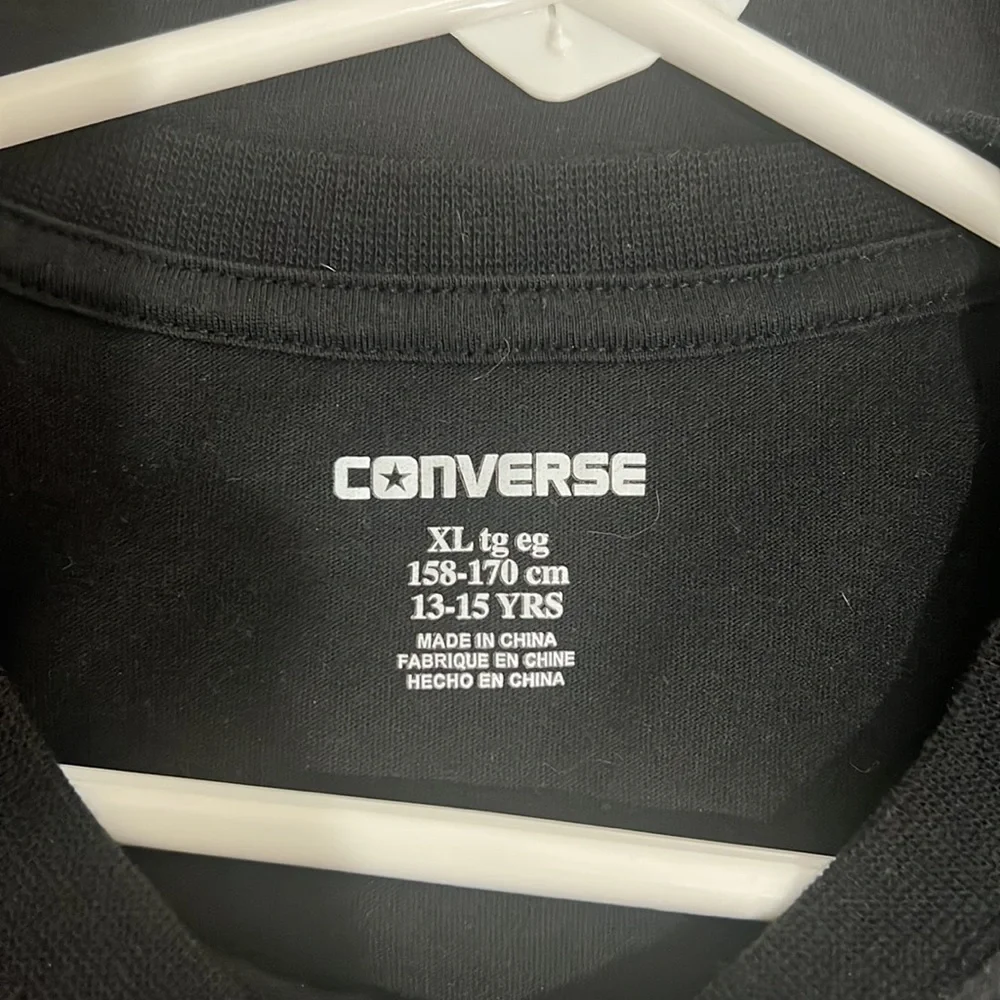 Converse All Star⭐️ Black T-Shirt wMetallic Logo. Boys XL